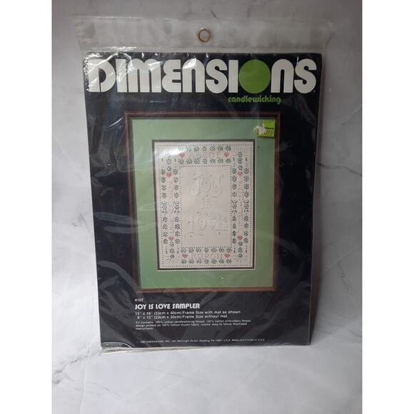 Dimensions Joy Is Love Sampler Candlewicking Kit Vintage 1983 - Picture 1 of 5